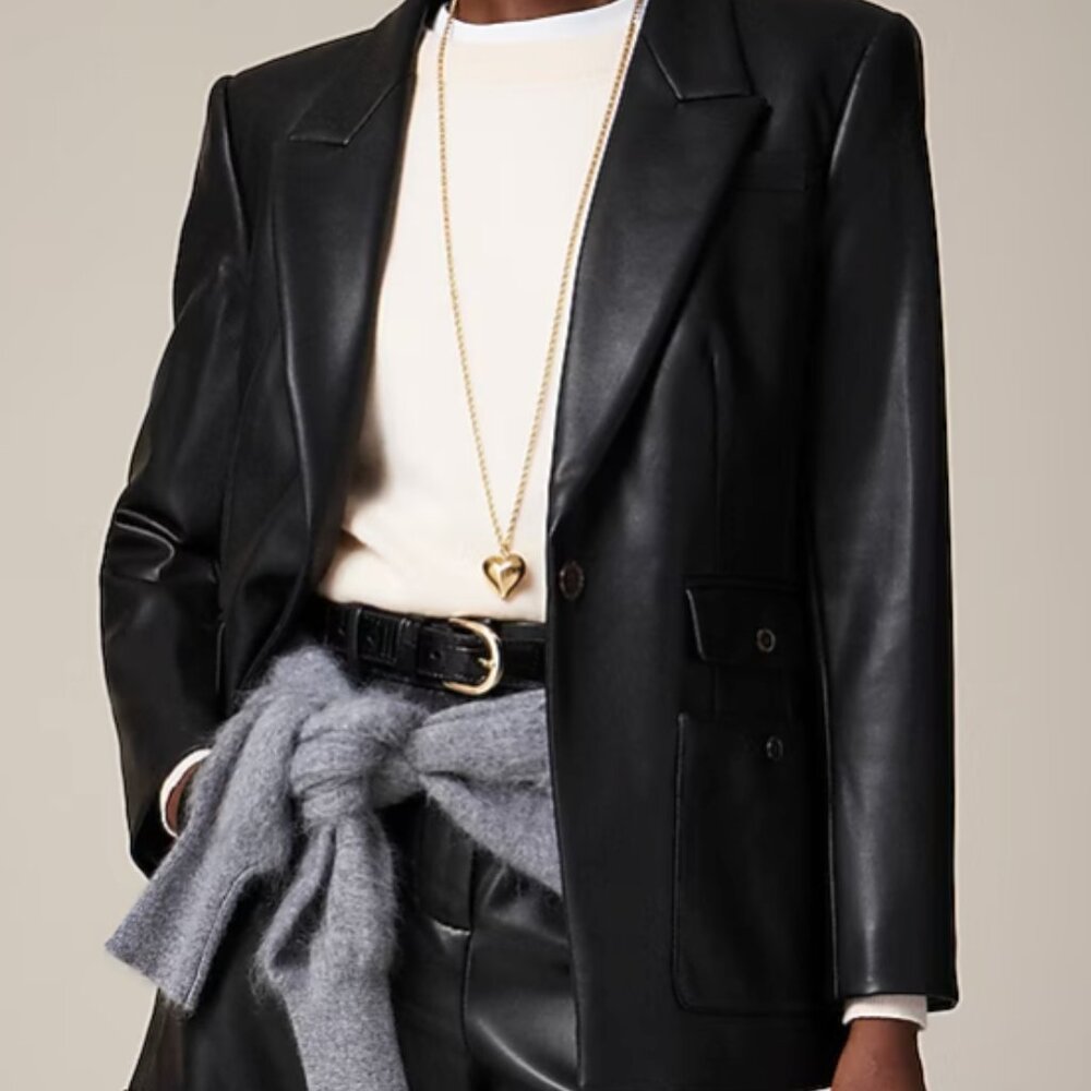 J. Crew "Vivienne" Blazer in faux leather, Size 6